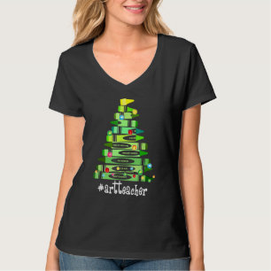 Camiseta Navidades Crayon Art Teacher Tree Mejores Navidade