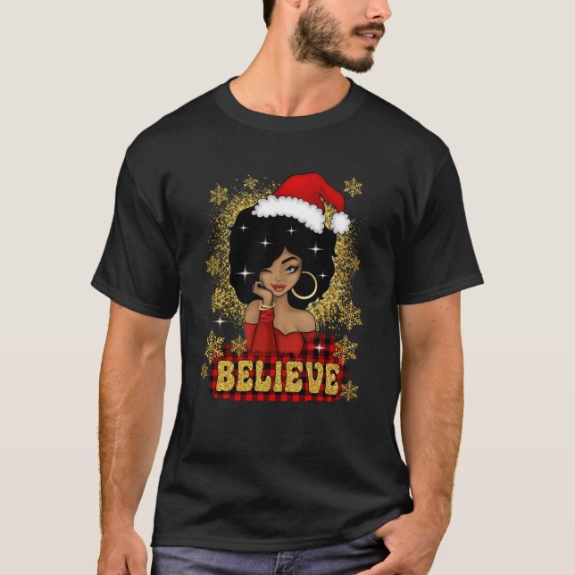 Camiseta Navidades creen mujer negra de América Santa (Anverso)