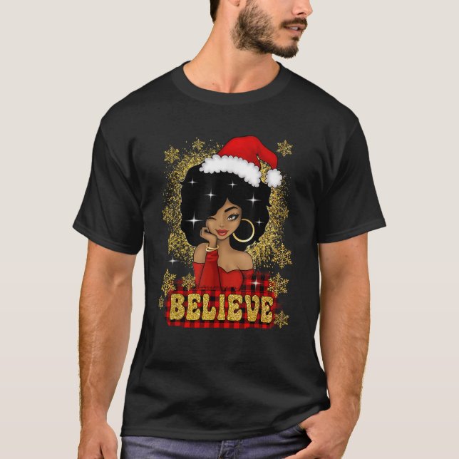 Camiseta Navidades creen mujer negra de América Santa (Anverso)