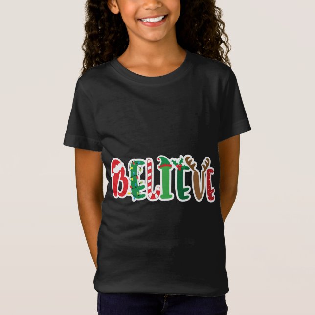 Camiseta Navidades creen que alumbra a Santa Hat Candy Cane (Anverso)