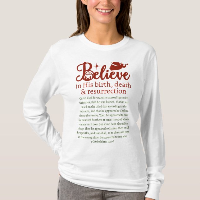 Camiseta Navidades creen que Jesús Natividad Manga Blanca L (Anverso)
