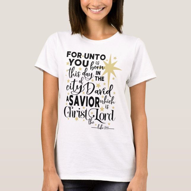Camiseta Navidades cristianos Biblia versus cita religiosa (Anverso)