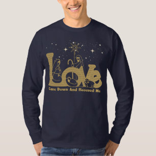 Camiseta Navidades cristianos en la escena del oro