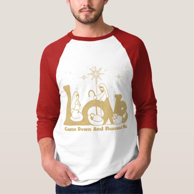 Camiseta Navidades cristianos en la escena del oro (Anverso)