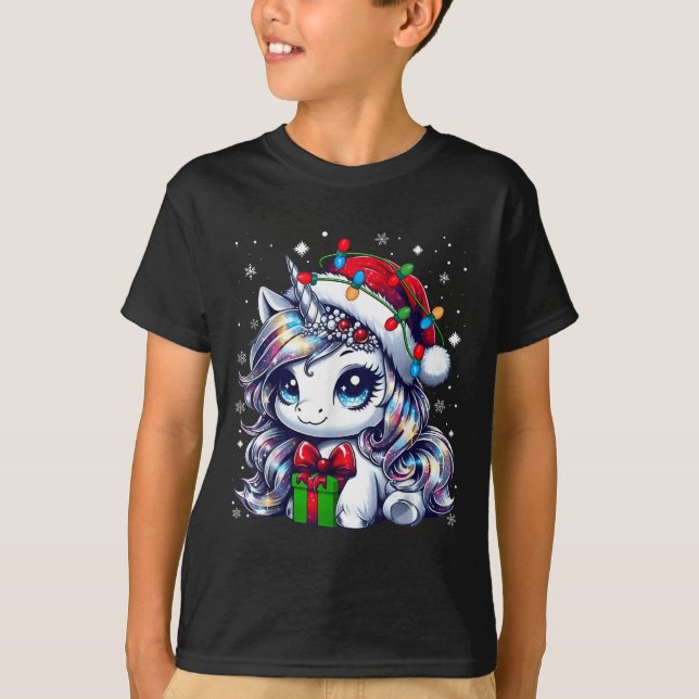 Camiseta Navidades Cuestas Unicorn Pajama Para Las Mujeres  (Anverso)
