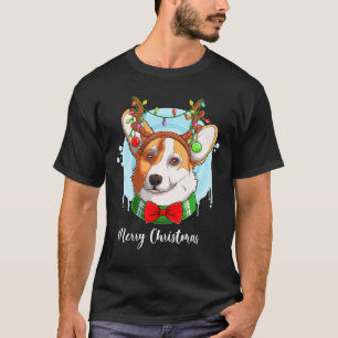 Camiseta Navidades Cuidan Al Perro Corgi Galés Con Reno Y