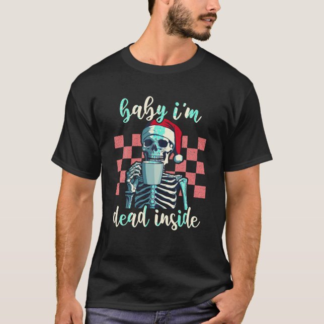 Camiseta Navidades curiosos retro esqueleto café bebé I m D (Anverso)