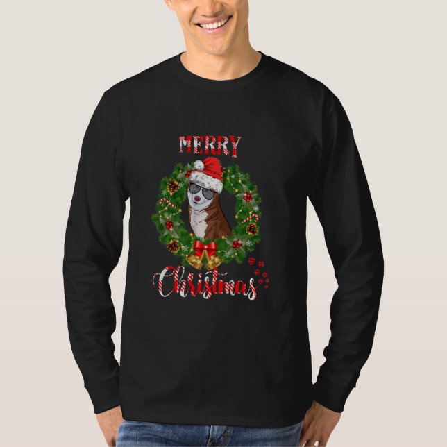 Camiseta Navidades curos Siberian Husky Dog Lover Merry (Anverso)