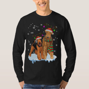 Camiseta Navidades Cute Airedale Terrier Santa Hats Reindee