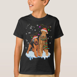Camiseta Navidades Cute Airedale Terrier Santa Hats Reindee