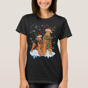 Camiseta Navidades Cute Airedale Terrier Santa Hats Reindee