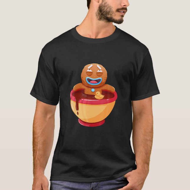 Camiseta Navidades Cute Biscuit Diseño de Café de Pan (Anverso)