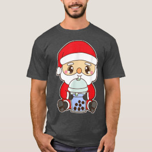 Camiseta Navidades Cute Boba Santa Claus Blue Bubble Pearl