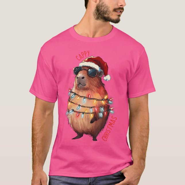 Camiseta Navidades Cute Capybara Ilumina Con Anima De Crist (Anverso)