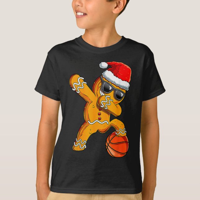 Camiseta Navidades Cute Dabbing Gingerbread Guay Baloncesto (Anverso)