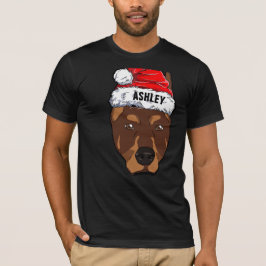 Camiseta Navidades Cute Doberman Gorra Perro Grande