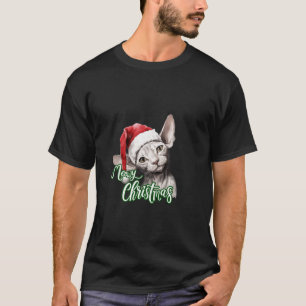 Camiseta Navidades Cute Meowy Sphynx Cabeza Inclinada De Ga
