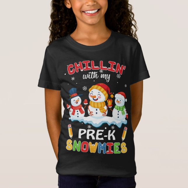 Camiseta Navidades Cutos Chillin' Con Mi Té De Nieve Previo (Anverso)