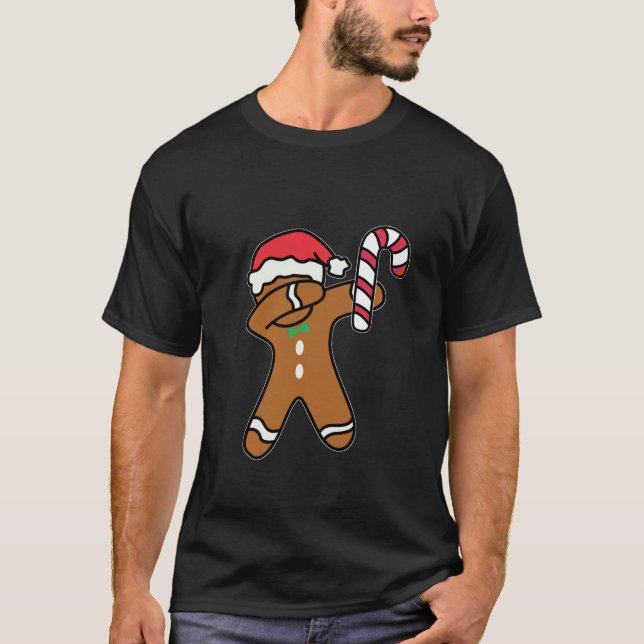 Camiseta Navidades Dabbing Gingerbread Man Candy Cane Dance (Anverso)