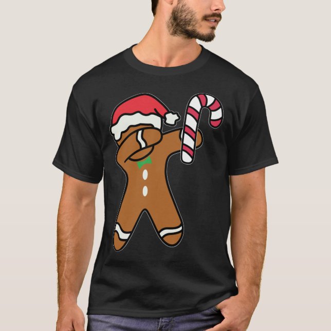 Camiseta Navidades Dabbing Gingerbread Man Candy Cane Dance (Anverso)