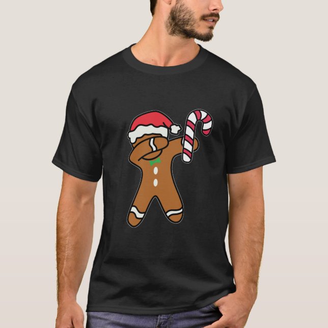 Camiseta Navidades Dabbing Gingerbread Man Candy Cane Dance (Anverso)