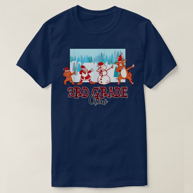 Camiseta Navidades Dabbing Santa Reindeer 3er grado Crew (Diseño del anverso)