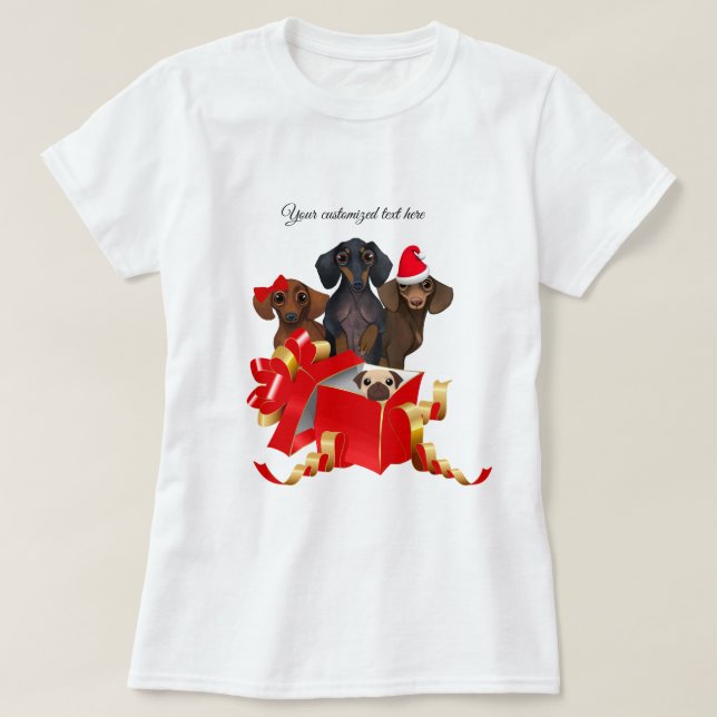 Camiseta Navidades Dachshund Familia Tee Shirt (Diseño del anverso)