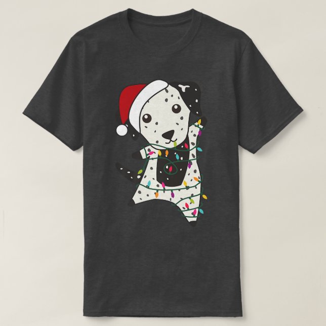 Camiseta Navidades dálmatas Navidades animales Luces de had (Diseño del anverso)