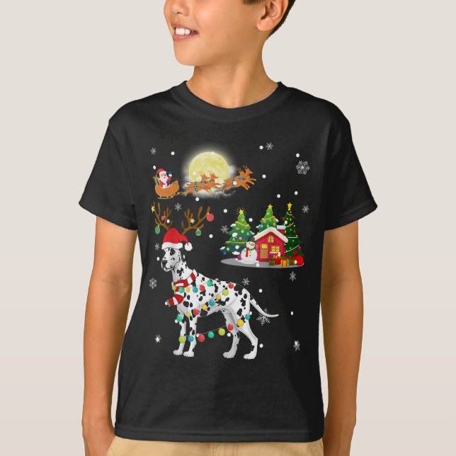 Camiseta Navidades DALMATIANOS Lámparas de Perro Árbol de r (Anverso)