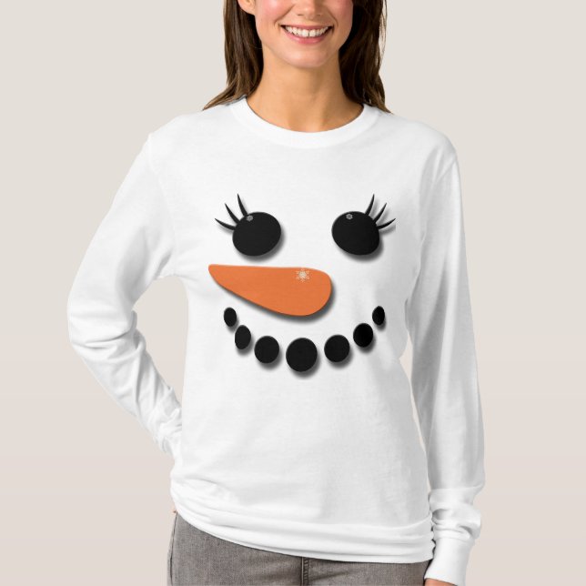 Camiseta Navidades Dama de Nieve Enfrenta Damas De Larga Ma (Anverso)
