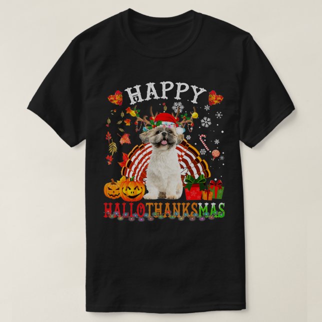 Camiseta Navidades de Acción de Gracias de Halloween Shih T (Diseño del anverso)