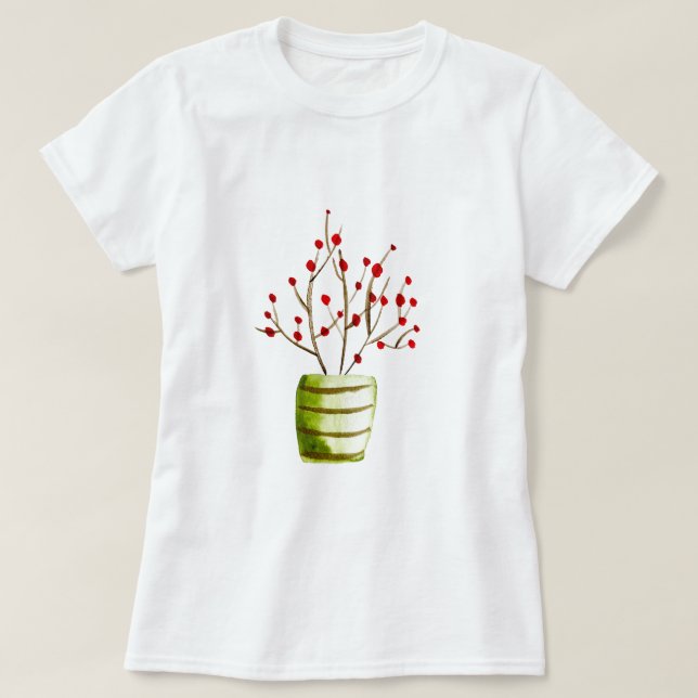Camiseta Navidades de acuarela de las Berries Rojas (Diseño del anverso)
