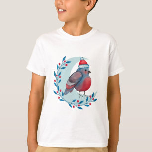 Camiseta Navidades De Acuarela Pájaro Azul Sobre La Luna