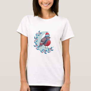 Camiseta Navidades De Acuarela Pájaro Azul Sobre La Luna