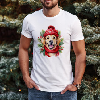 Camiseta Navidades de acuarela Perro de Labrador Amarillo