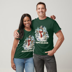 Camiseta Navidades de acuarela snowman agregar texto