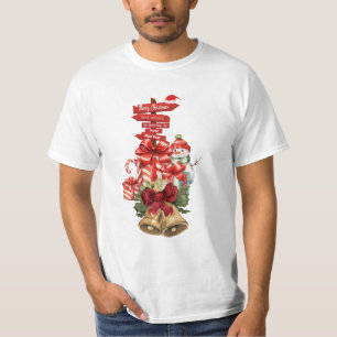 Camiseta Navidades de acuarela Snowman y señalización navid