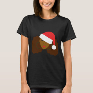 Camiseta Navidades de Afro Puff Chica Santa Hat