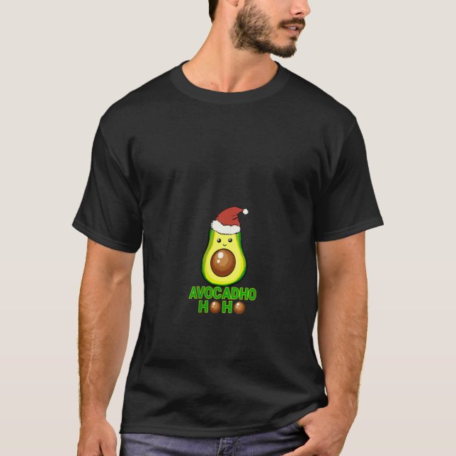 Camiseta Navidades de aguacate Lover Santa Ho Ho Ho Vegan V (Anverso)