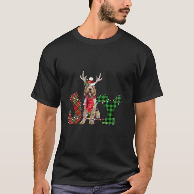 Camiseta Navidades de alegría iluminan Spinone Italiano Dog (Anverso)