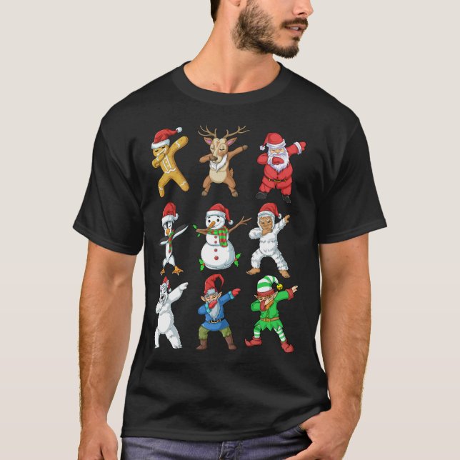 Camiseta Navidades de amigos de Dabbing Santa Elf (Anverso)