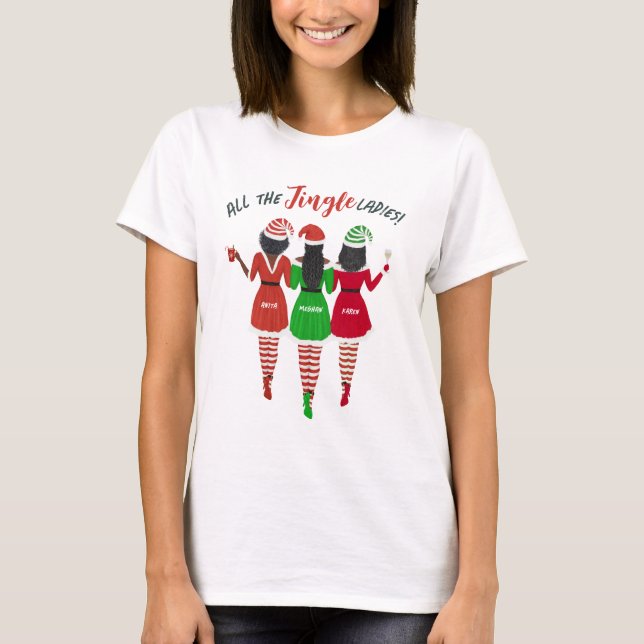 Camiseta Navidades de amigos de hermanas Jingle Ladies (Anverso)