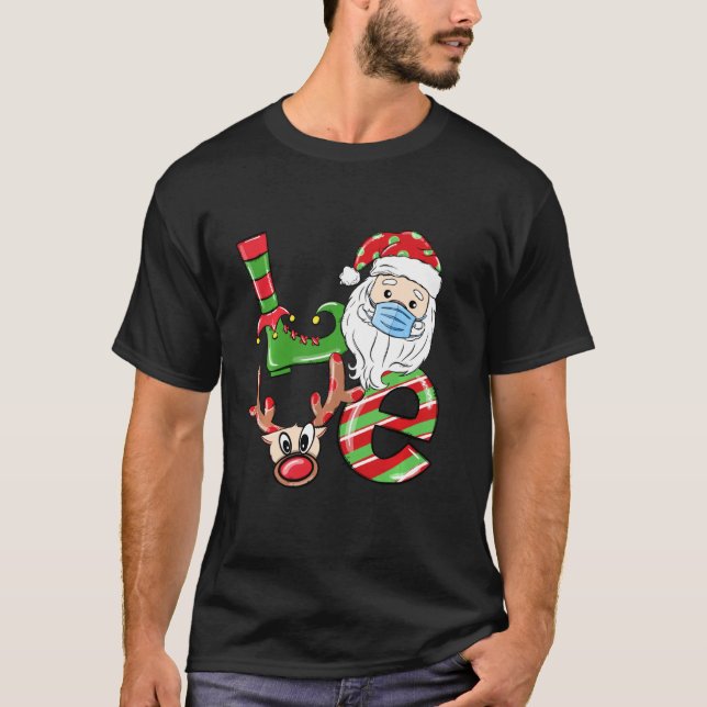 Camiseta Navidades de amor 2020 Máscara de reno de Santa He (Anverso)