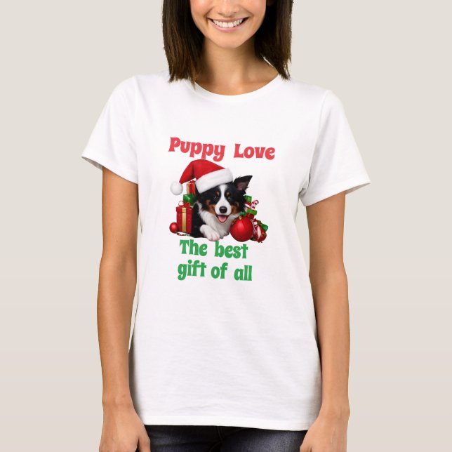 Camiseta Navidades de amor de cachorro Perro Adorable (Anverso)