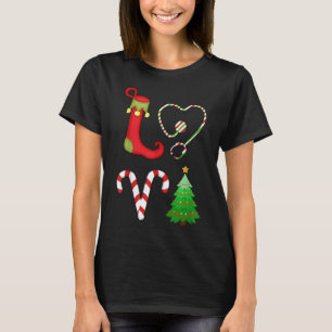 Camiseta Navidades de amor Stethoscope Nurse Tree ELF Candy