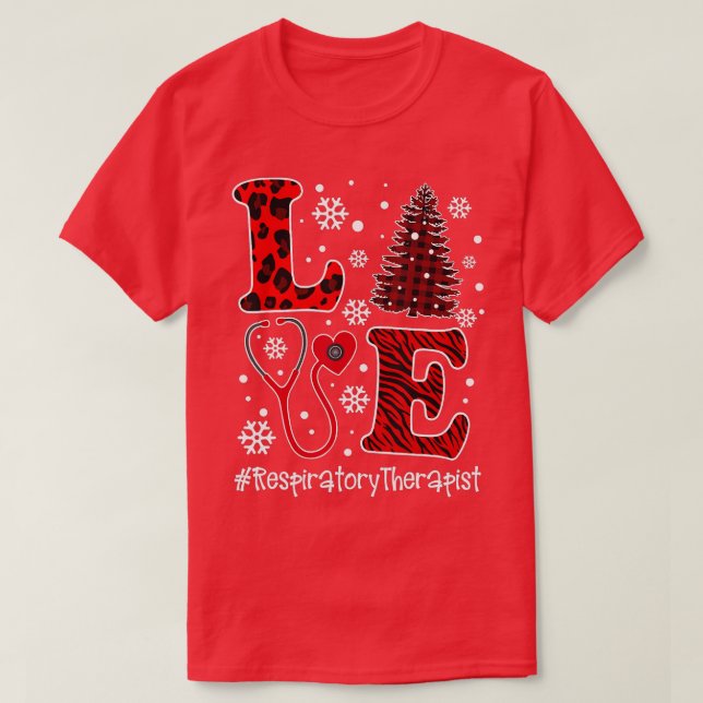 Camiseta Navidades de amor Stethoscope Red Plaid Respirator (Diseño del anverso)