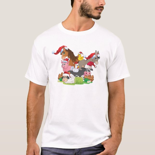 Camiseta Navidades de animales de granja (Anverso)