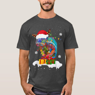 Camiseta Navidades de animales de Santa Chameleon iluminan 