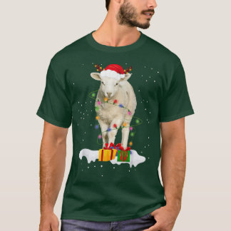 Camiseta Navidades de animales de Santa Oveja iluminan a Lo