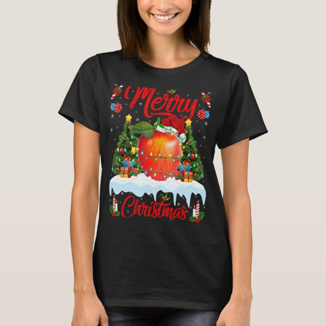 Camiseta Navidades de Apple Fruit iluminan el árbol de Navi (Anverso)